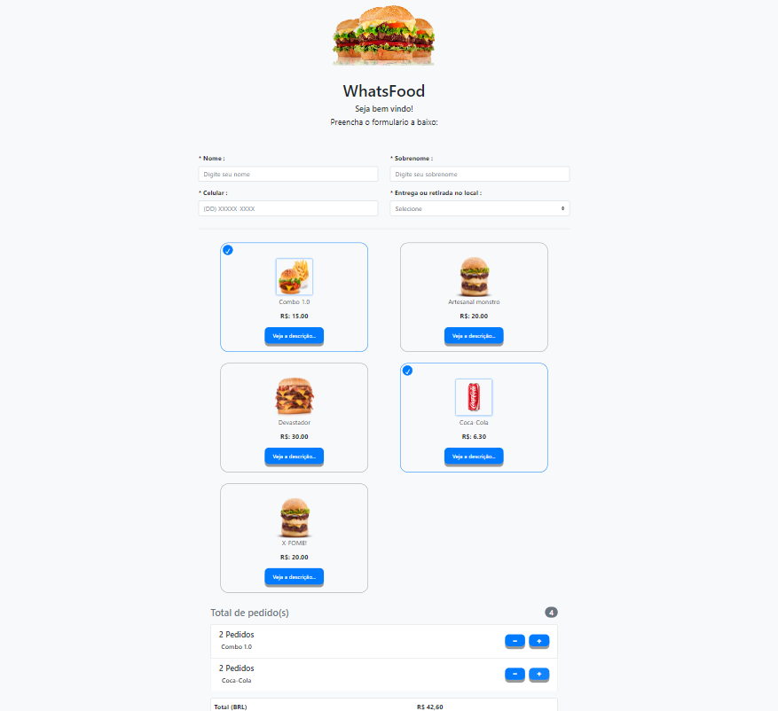 WhatsFood Site de delivery